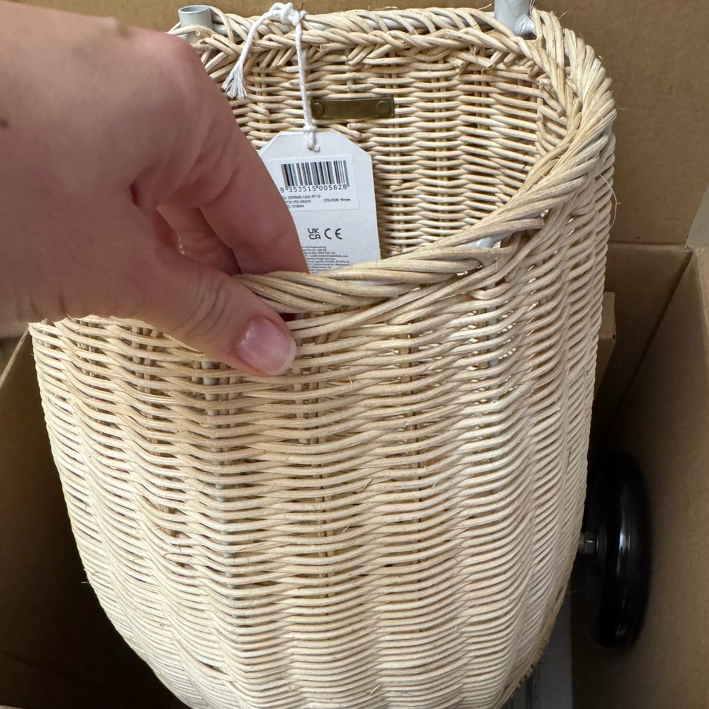 NWT! Olli Ella natural luggy Wicker Basket with Wheels - Picture 2 of 3